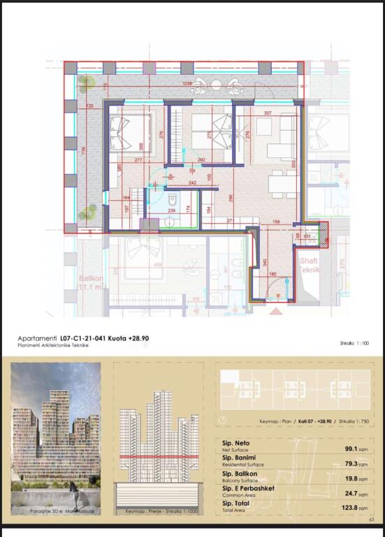 Shitet Apartament 2+1+Ballkon Manhatan Residence