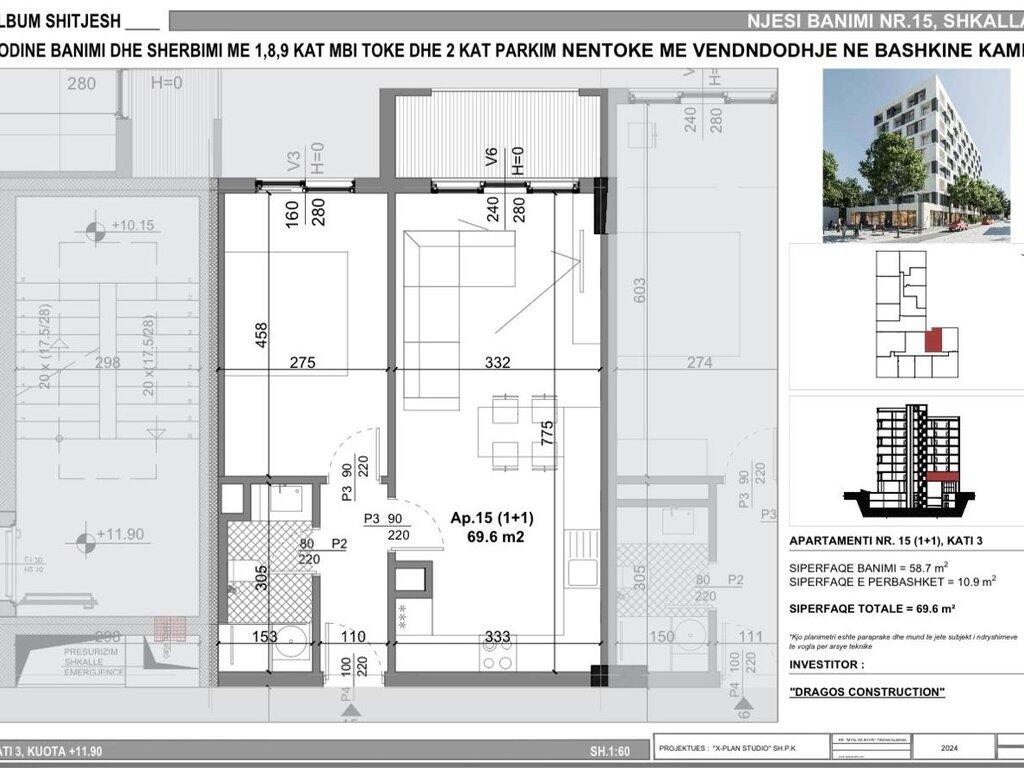 Apartament 1+1 në shitje –Kamëz!
