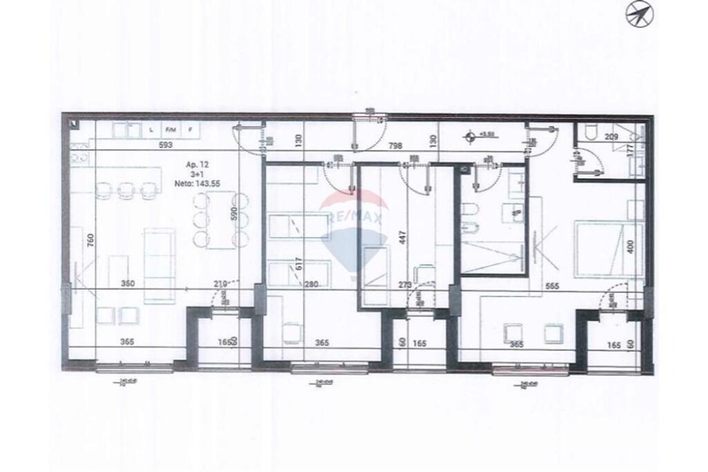 Shitet Apartament 3+1 në Mjull Bathore