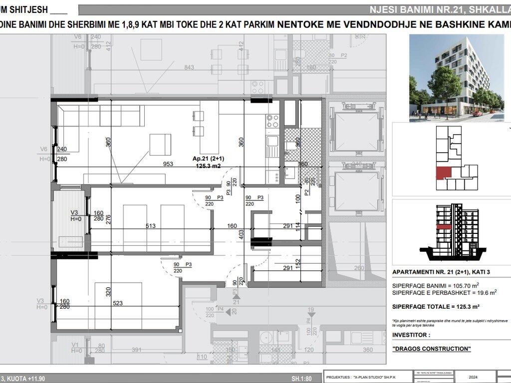 Apartament 2+1 për Shitje në Kamëz