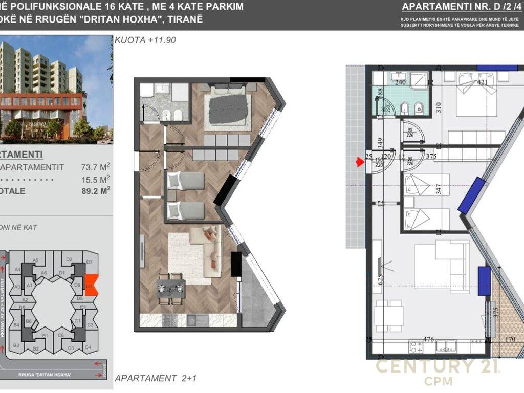 Shitet apartment 2+1 në "COLONNADE", Rruga "Dritan Hoxha" - Tiranë 165,000 €
