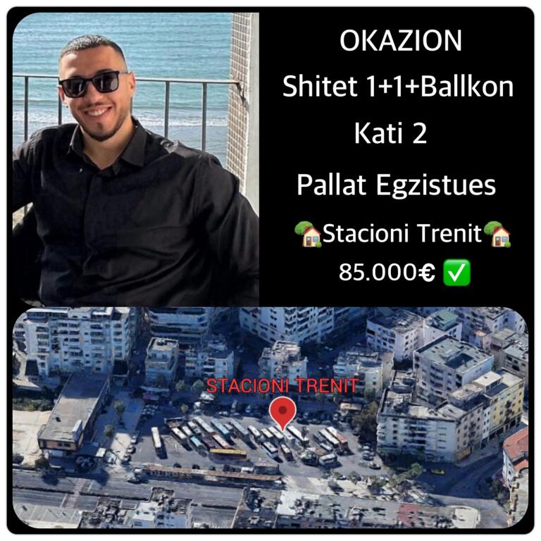 OKAZION🔥 Shitet 1+1+Ballkon Kati 2 pallat egzistues 85.000€ Stacioni trenit   MUNDESI PERFEKTE INVESTIMI