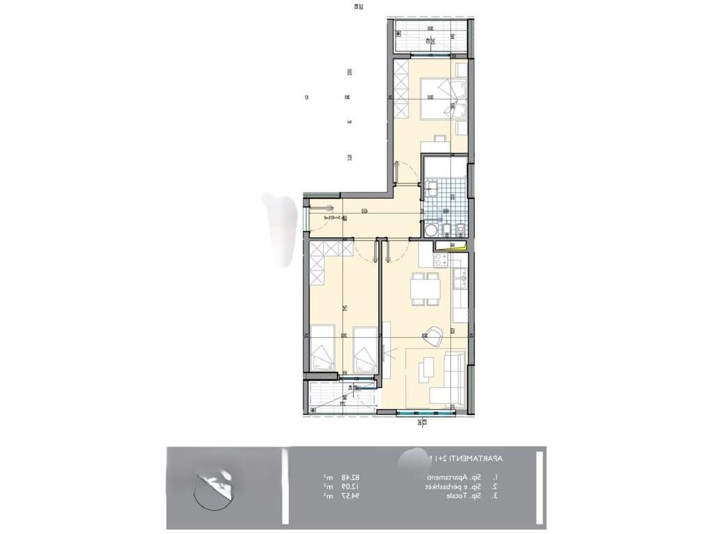 SHITET APARTAMENT 2+1 TE UNIVERS CITY 104,000 €