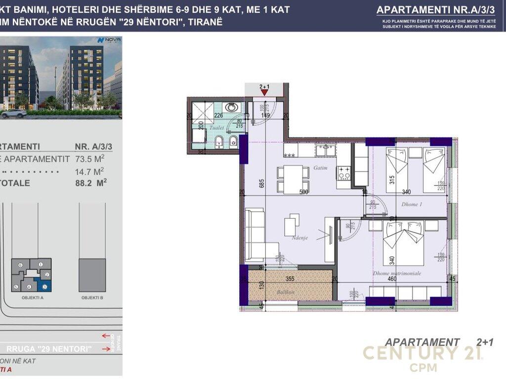Vendesi Appartamento 2+1 nel Complesso “Tirana Entry I” vicino a Casa Italia