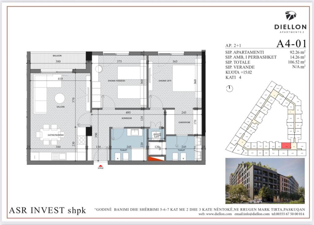 Appartamento 2+1+2 Diellon 2 in vendita