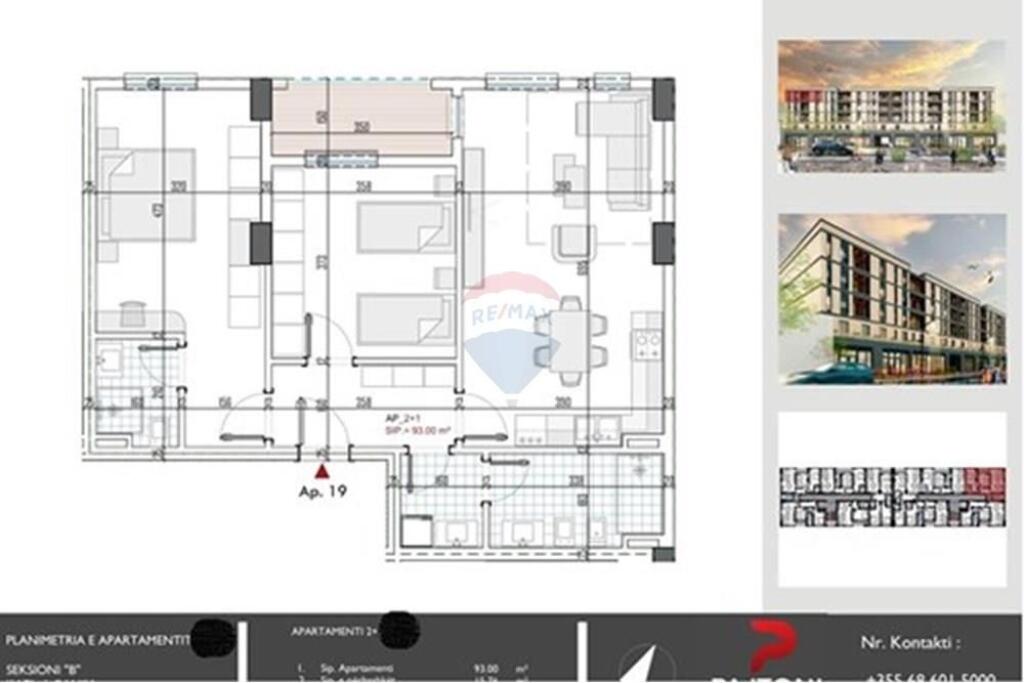 Apartament ne shitje 2+1+2 ne Kamez !