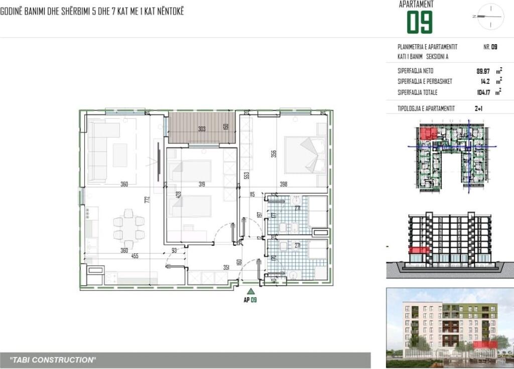 Appartamento 2+1+2 in vendita, Paskuqan, Vicino Hotel Ambasada QTA