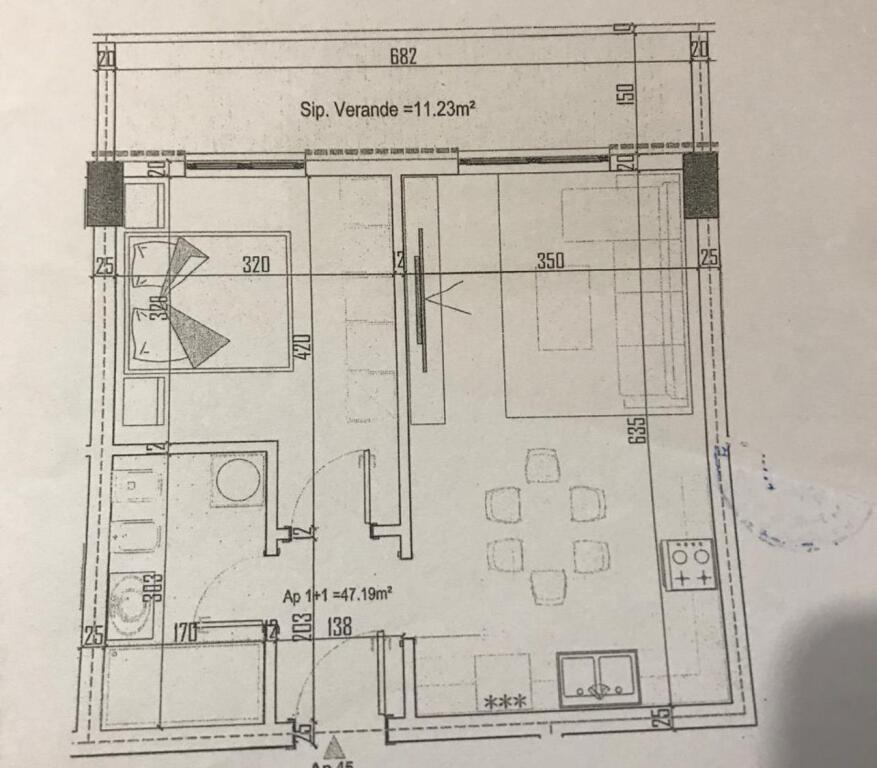 Apartament 1+1 ne shitje ne Paskuqan