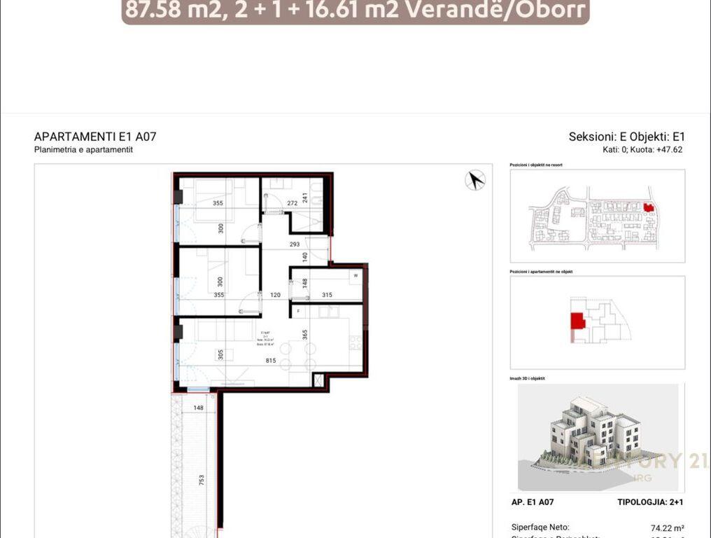 Apartament 2+1 me oborr në Drimadhes – Village Square!