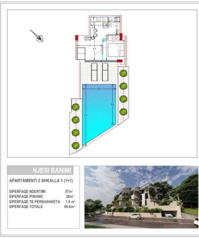 Apartament ne shitje 1+1/Radhime