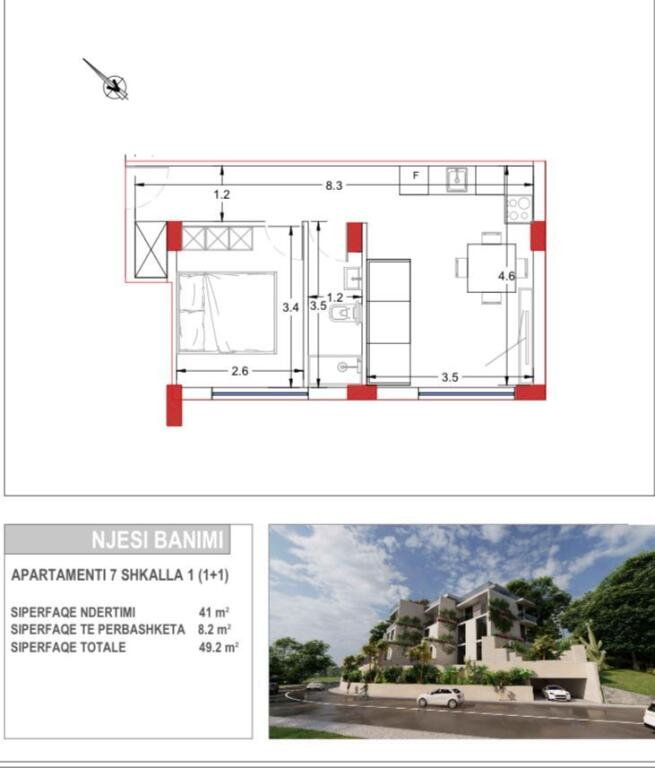Apartament ne shitje 1+1/Radhime