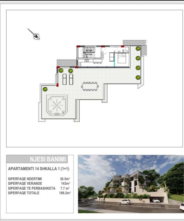 Apartament me qira 1+1/Radhime