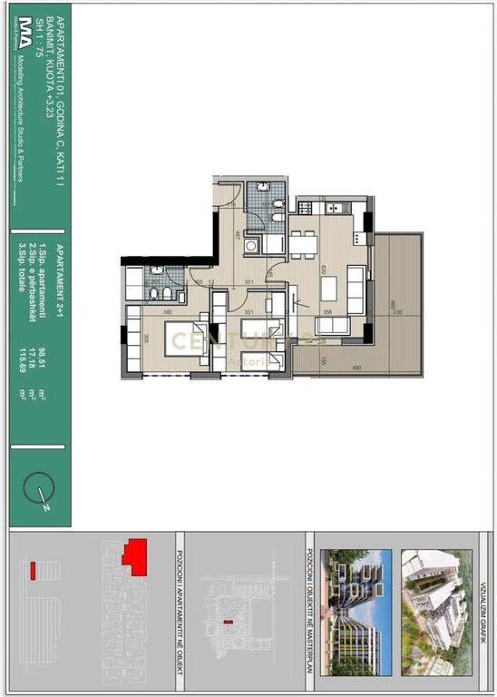 SHITET APARTAMENT 2+1+2 TE "UNIVERS CITY"