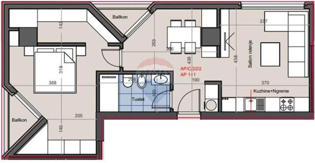 Apartament 1+1 per shitje HORA VERTIKALE