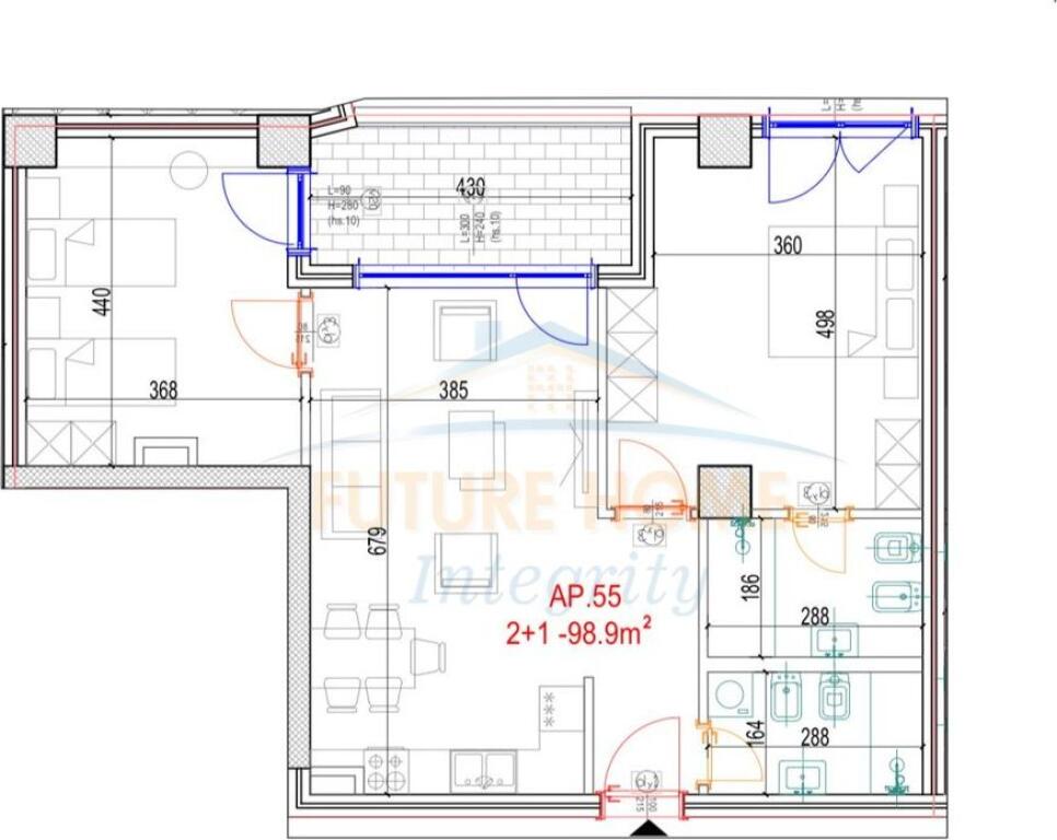 In vendita, Appartamento 2+1+2+Posto auto, Mara Residence, Tirana.