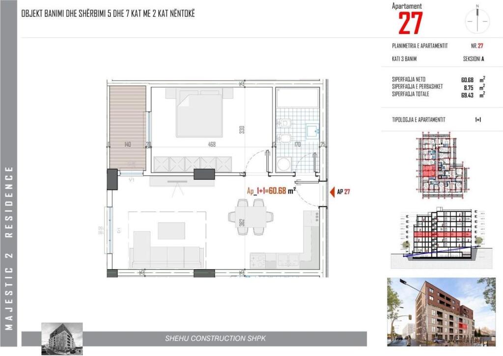 Apartment 1+1 for sale, Shehu 2 Residence, Paskuqan