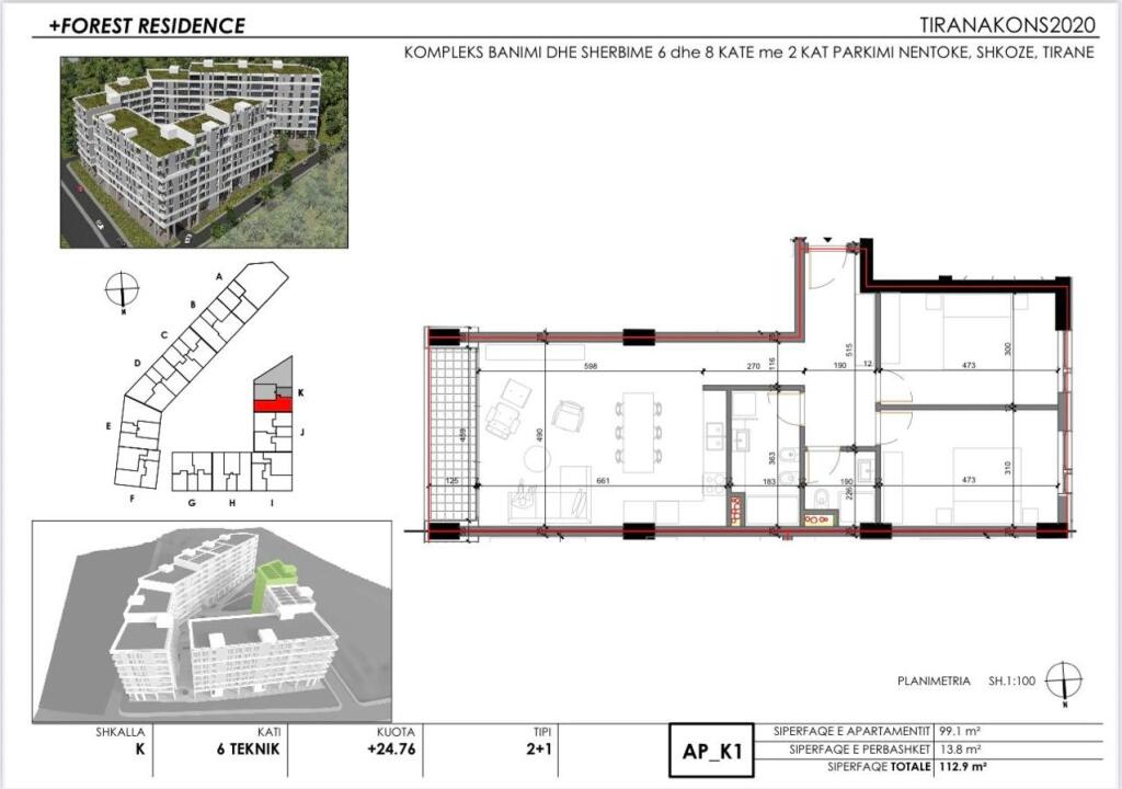 In vendita, Appartamento 2+1+Balcone, Anello Est, Forest Residence 125.000 Euro