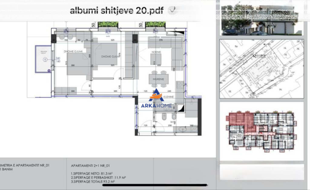 SHITET APARTAMENT 2+1+BALLKON "PRANE RRUGES DHIMITER KAMARDA,ALI DEMI" 147.000 EURO
