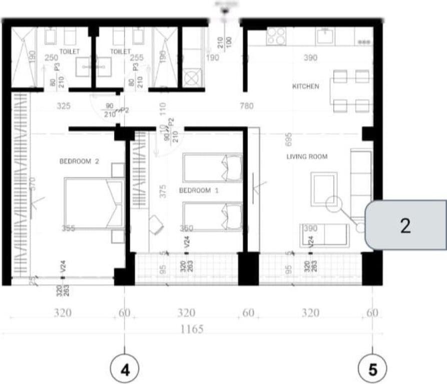 SHITET APARTAMENT 2+1 PORTA E TIRANES SAUK 205.200 €