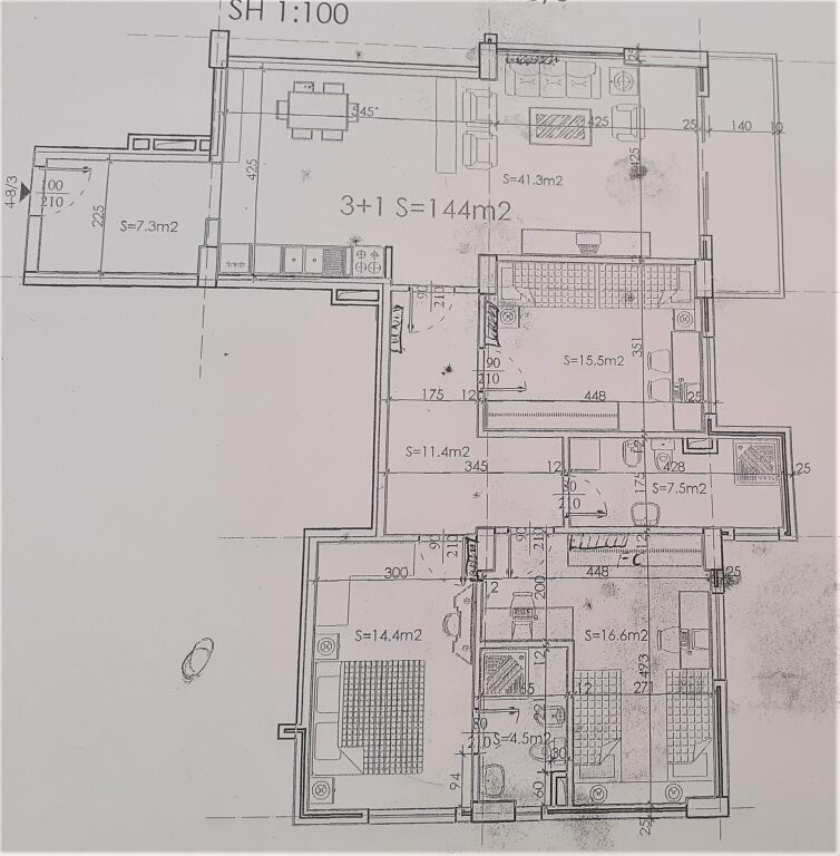 Appartamento 3+1 in vendita vicino alle ville tedesche a Tirana (ID 4131154)