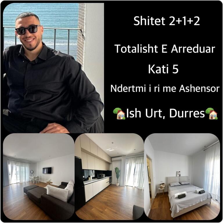 SHITET SUPER APARTAMENT  • 2+1+2 me 2 ballkone 📍 Adresa: Ish Urt Durres