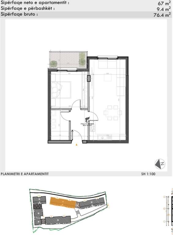 SHITET APARTAMENT 1+1 TEG, 152.800 EURO