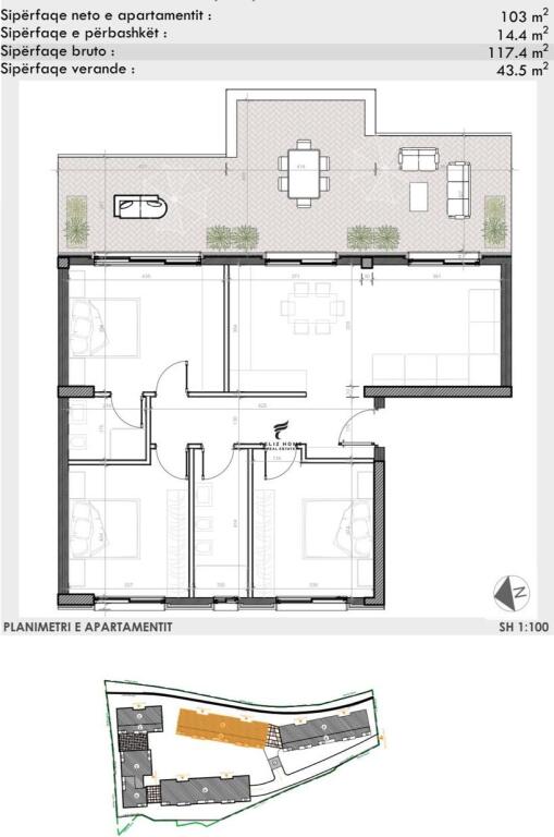 SHITET APARTAMENT 3+1+2 TEG 278.300 EURO