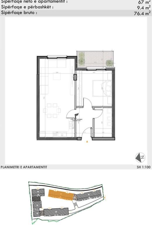 SHITET APARTAMENT 1+1 TEG 152.800 EURO