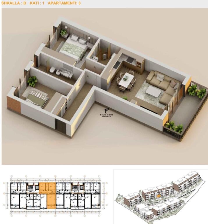 SHITET APARTAMENT 2+1+2 TEG 212.400 EURO