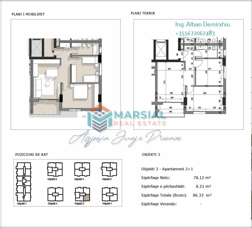 Apartment 2+1, 86 m², Ajka Residence, 5 Maji Street, Tirana