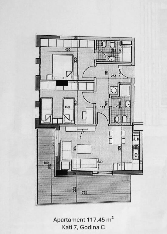 Apartment 2+1 for sale, 117.45 m², 7th Floor, Univers City, Tirana