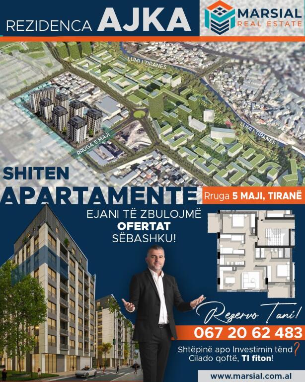 Apartment 1+1 for sale, 69 m², Ajka Residence, 5 Maji Street, Tirana