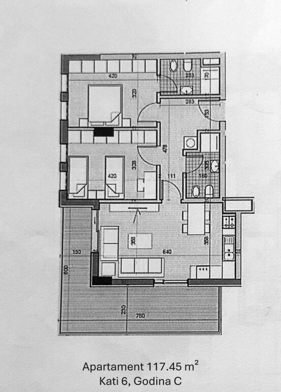 Në Shitje Apartament 2+1, Kati 6, 117.45 m², Univers City, Tiranë