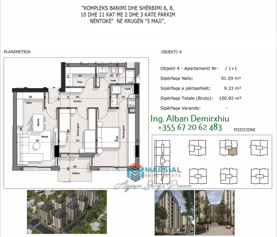 Apartment 2+1 for sale, Ajka Residence, 5 Maji Street, Tirana