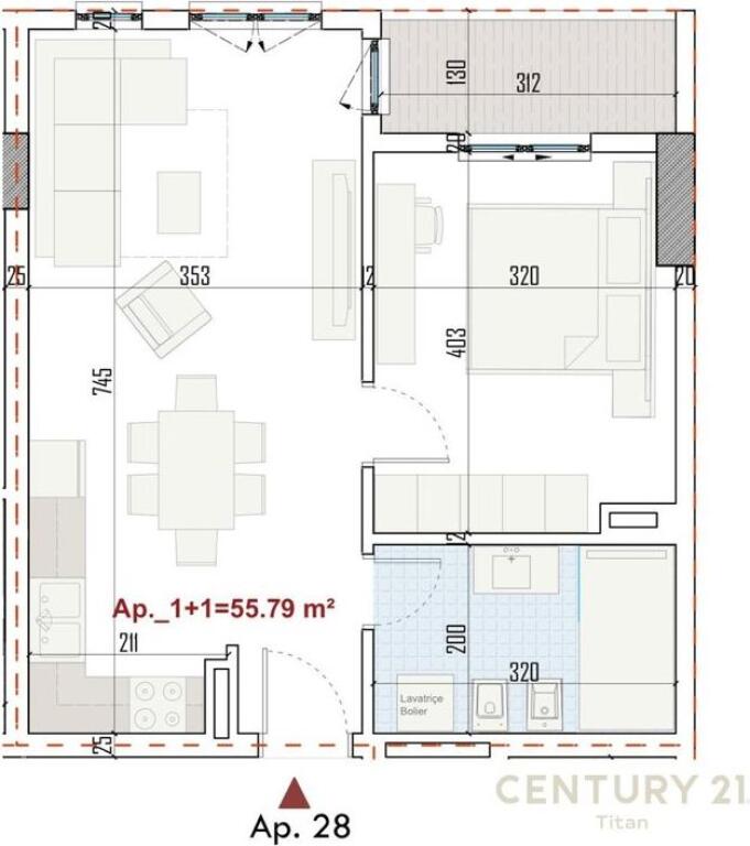 Apartment 1+1 for sale, in the Ringside complex, Paskuqan!