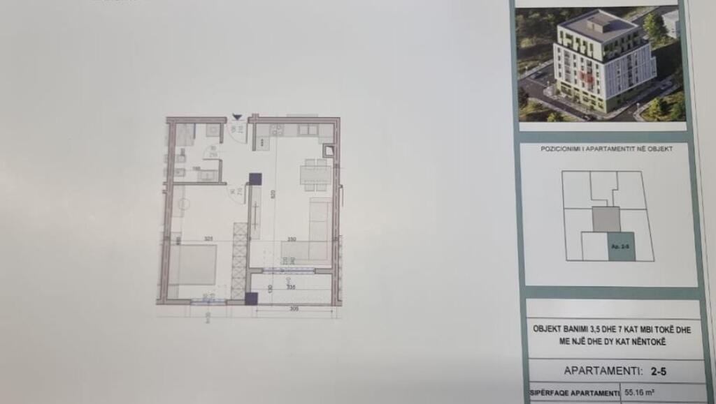 Apartment 1+1 for sale in Paskuqan in construction phase