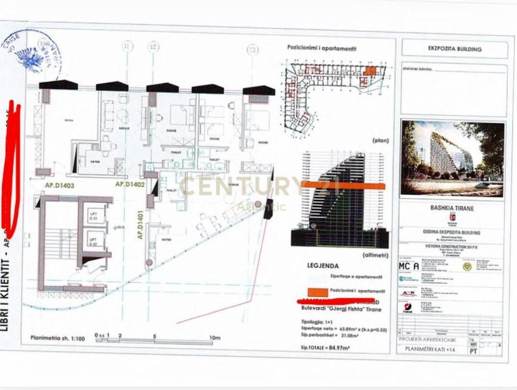 Apartament 1+1 në shitje në Ish Ekspozita, Tirana – 305,892€ | 84.97 m²