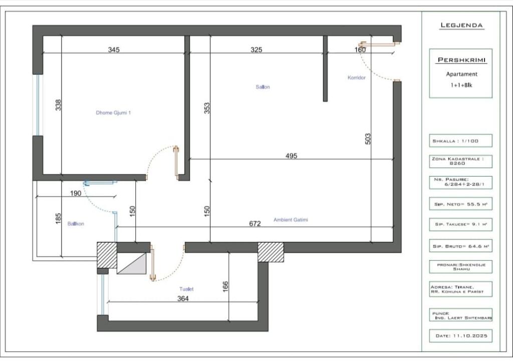 🏡 Apartament 1+1 për Shitje – Komuna e Parisit