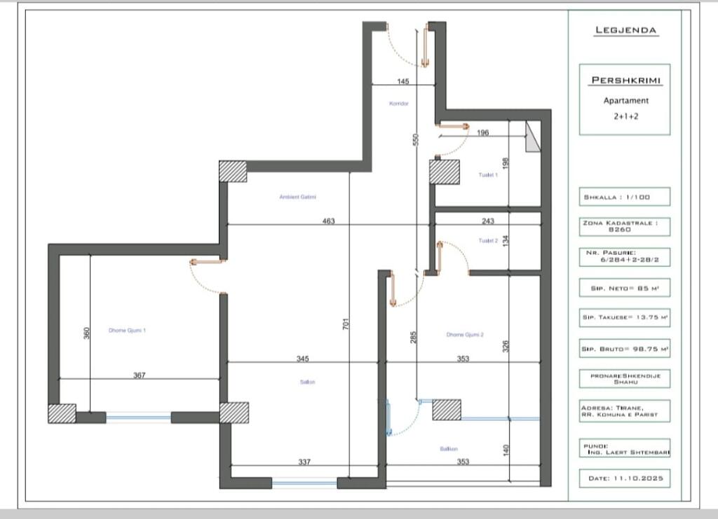 🏡 Apartament 2+1+2 për Shitje – Komuna e Parisit