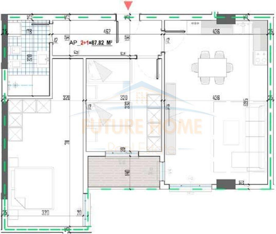For sale, Apartment 2+1+2 +Parking Spot, Babrru "Bridge Side Residence", Tirana