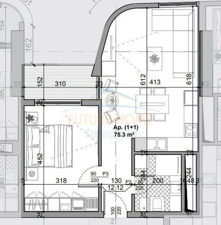 Shitet apartament 1+1 Bazaar Gate  Tirane