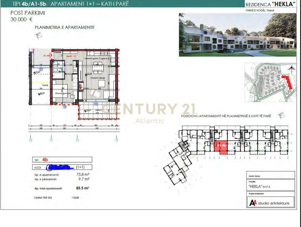 HEKLA RESIDENCE,1+1+ballkon, , Farkë e Vogël, - 132,525€ | 85.5 m² 132,525 €