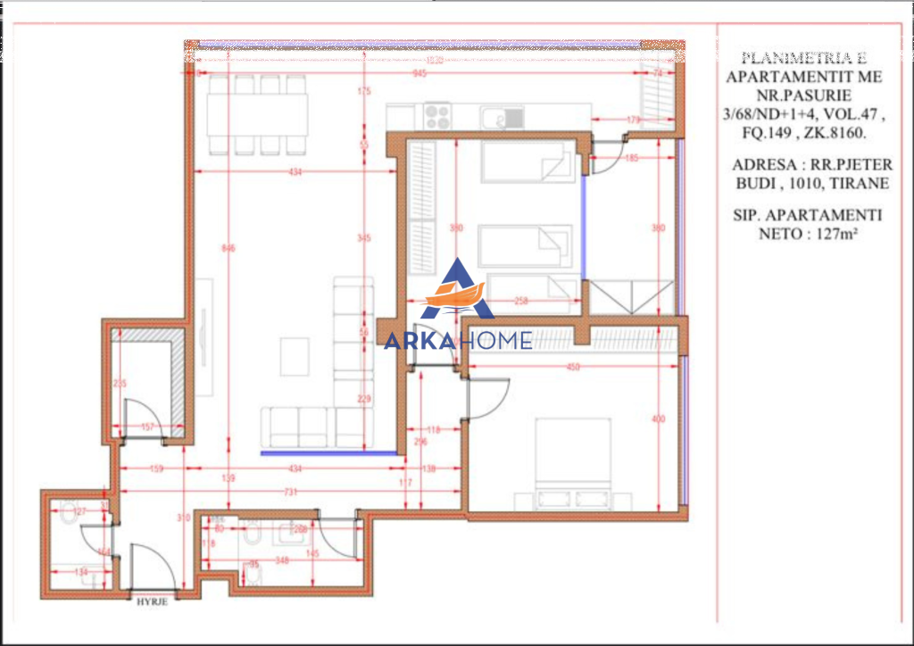 SHITET APARTAMENT 2+1+BALLKON "RRUGA E ELBASANIT" 450.000 EURO