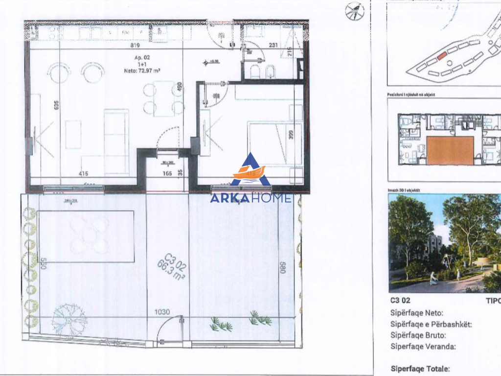 SHITET APARTMENT 1+1+VERANDE "BATHORE" 154.980 EURO