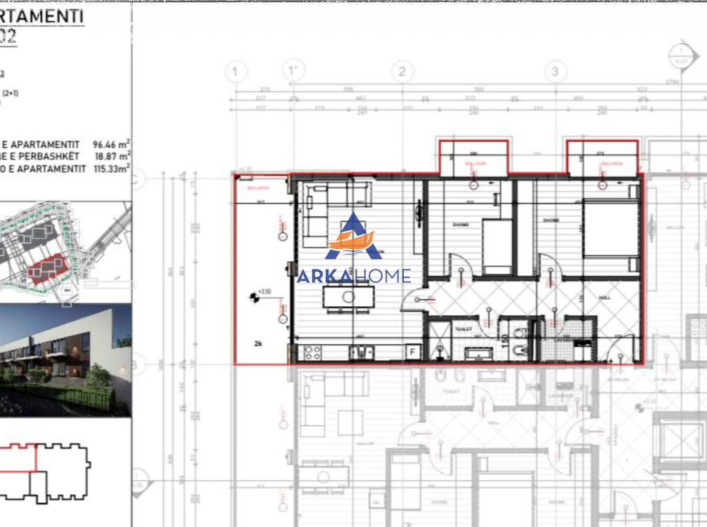 SHITET APARTAMENT 2+1+ BALLKON "RRUGA PICALLVE , FSHAT I RI AFER SAUKUT" 178.762 EURO