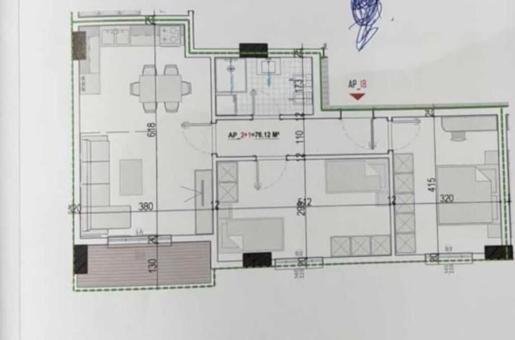 Apartment 2+1+balcony for sale in Kamez