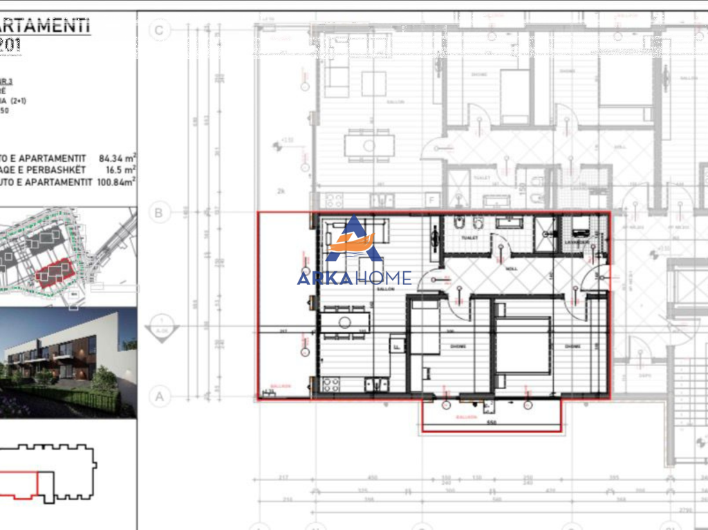 SHITET APARTAMENT 2+1+ BALLKON "RRUGA PICALLVE , FSHAT I RI AFER SAUKUT" 156.302 EURO