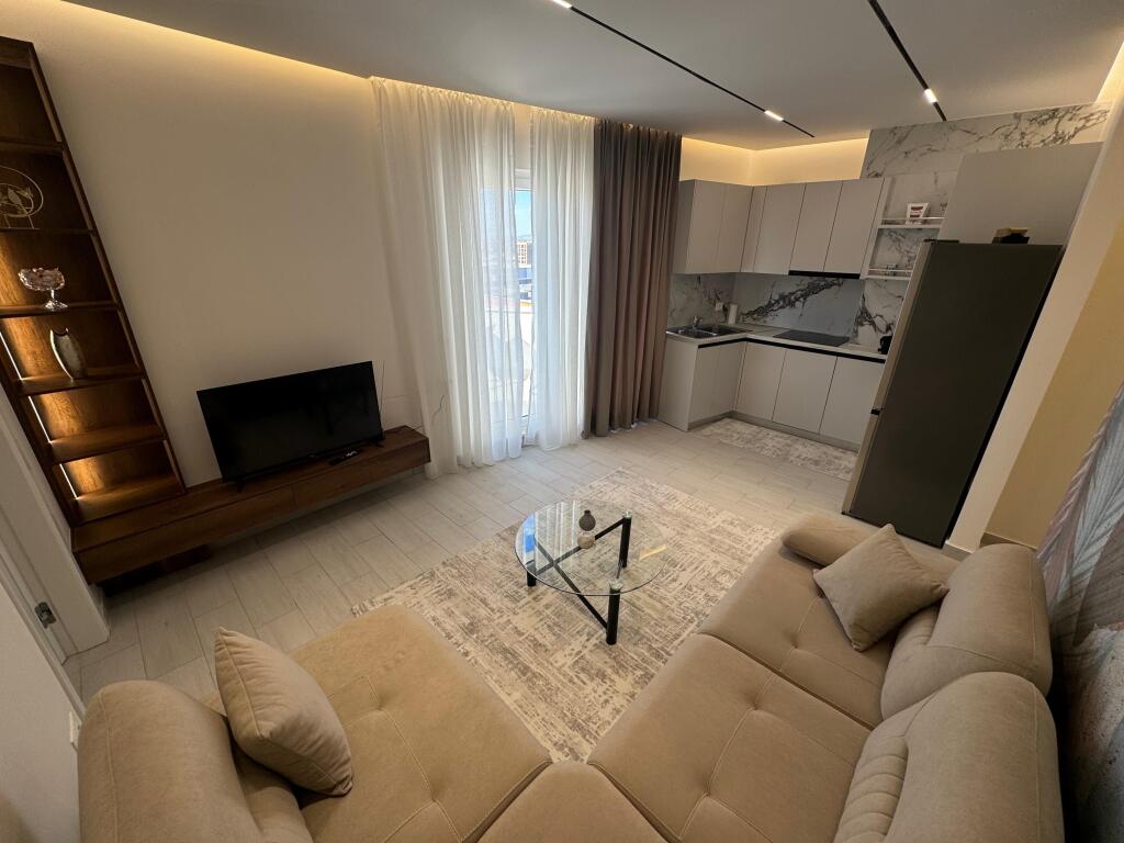 📣 SUPER RENT Apartment 1+1 With Parking 📍 River Residence 🛣️ "Nexho Konomi" Street ✨   🏢 New Building  🪜 9th Floor (With Elevator)  🛋️ Furnished In A Modern Way With Architect  ✅ Balcony With Free View   💶 Price 650 Euro Undisputable