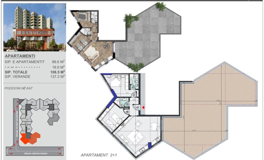 SHITET APARTAMENT 2+1 ZOGU I ZI 270.000 EURO