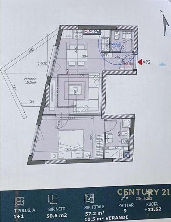 Apartament 1+1 me QIRA në River Residence Tiranë!